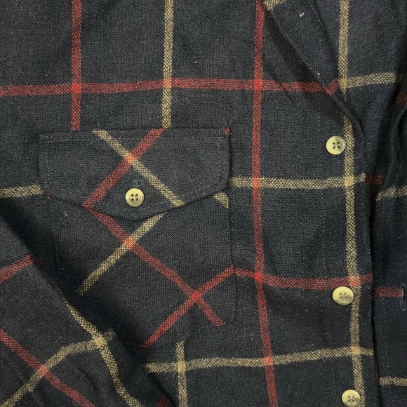 Vintage Allen Wickfield Navy Plaid Button-Up Shirt 85% Wool - Picture 2 of 4